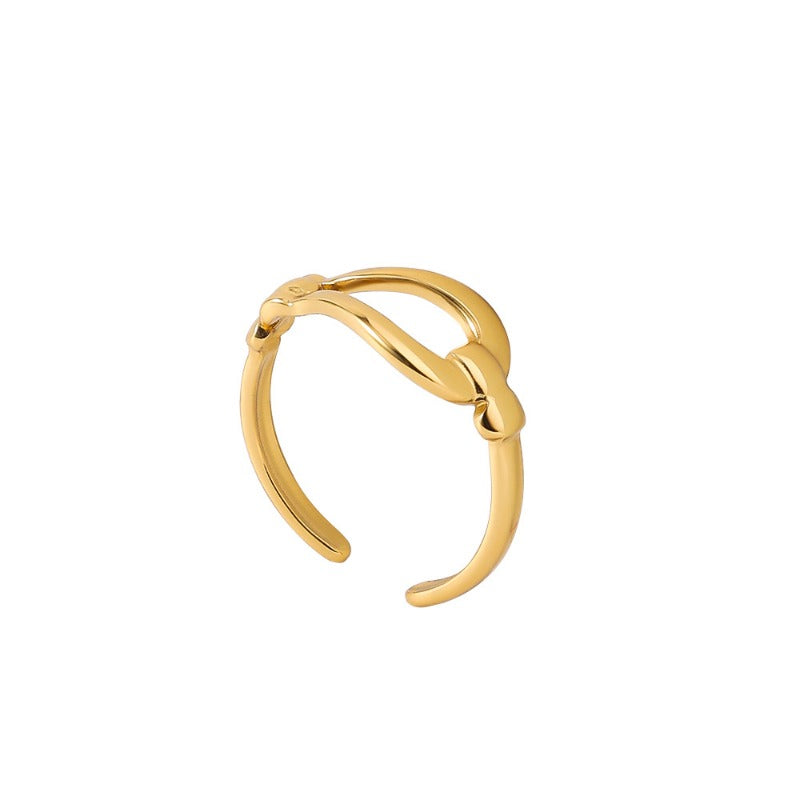 Wholesale Fashion Niche Design High-end Titanium Steel Clover Flower Opening Adjustable Gold-plated Rings